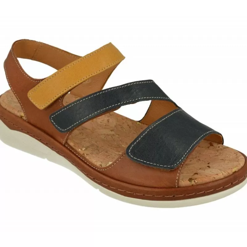Comfort Class Sandalias-Sandalia De Con Tiras Cruzadas Combinadas, Piso De Poliuretano Y Planta De Descanso Extraible