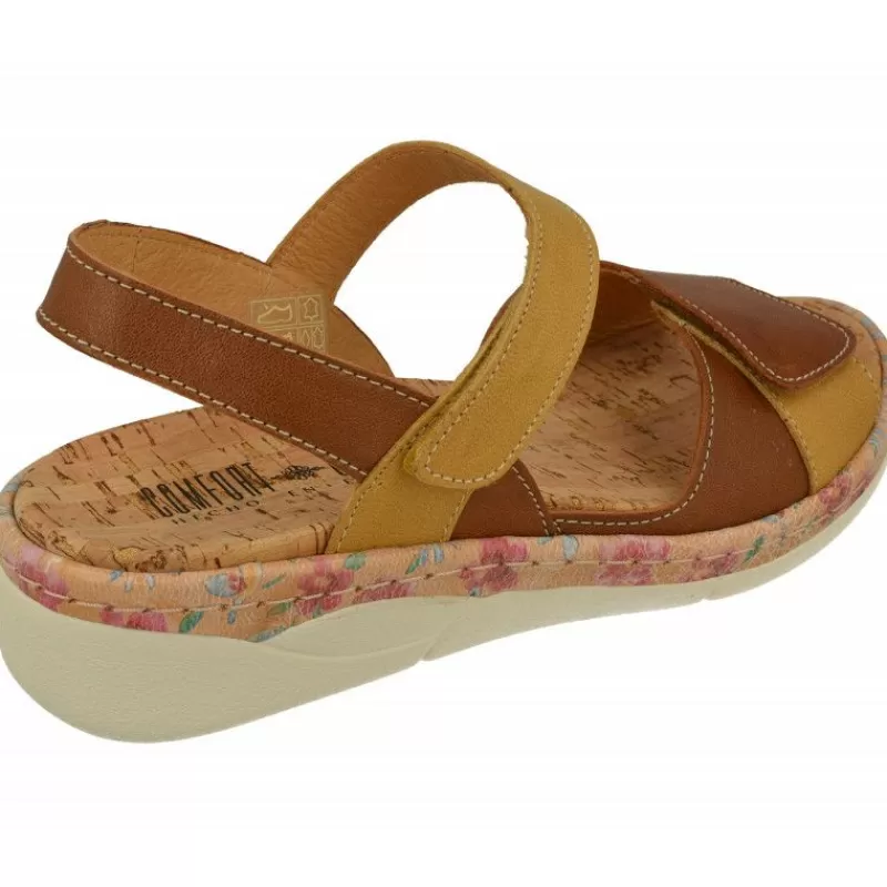 Comfort Class Sandalias-Sandalia De Con Tiras De Velcro Combinadas, Planta Anatomica Extraible Y Piso De Poliuretano