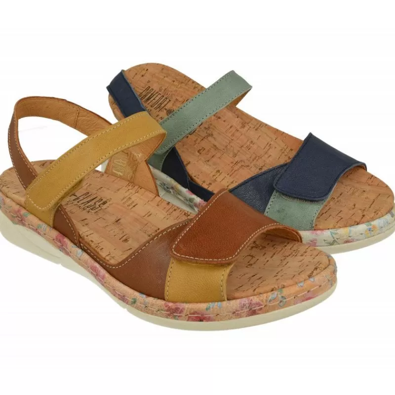 Comfort Class Sandalias-Sandalia De Con Tiras De Velcro Combinadas, Planta Anatomica Extraible Y Piso De Poliuretano