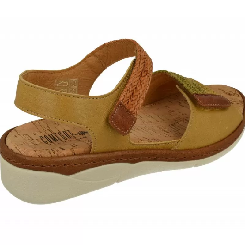 Comfort Class Sandalias-Sandalia De Con Tiras Trenzadas Combinadas Con Nobuck De Ajuste De Velcro Y Planta De Descanso Extraible