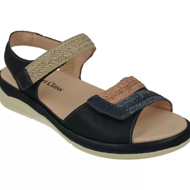 Comfort Class Sandalias-Sandalia De Con Tiras Trenzadas Combinadas Con Nobuck De Ajuste De Velcro Y Planta De Descanso Extraible