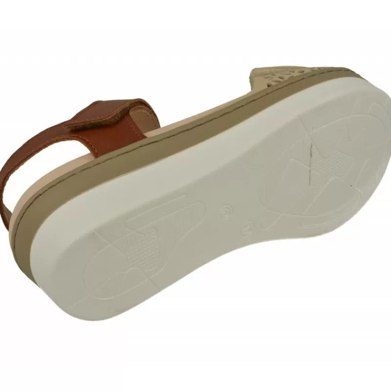 Comfort Class Sandalias-Sandalia De De Pala Picada Con Doble Ajuste Velcro Combinada Con Planta De Descanso Extraible
