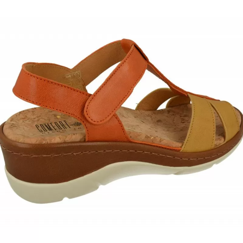 Comfort Class Sandalias-Sandalia De De Tiras Cruzadas Combinadas, Planta Anatomica Extraible Y Cuna De Poliuretano Forrada Cuero