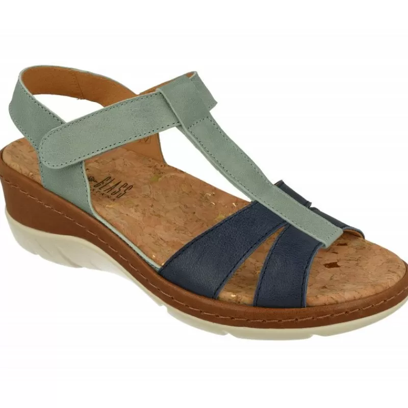 Comfort Class Sandalias-Sandalia De De Tiras Cruzadas Combinadas, Planta Anatomica Extraible Y Cuna De Poliuretano Forrada Cuero