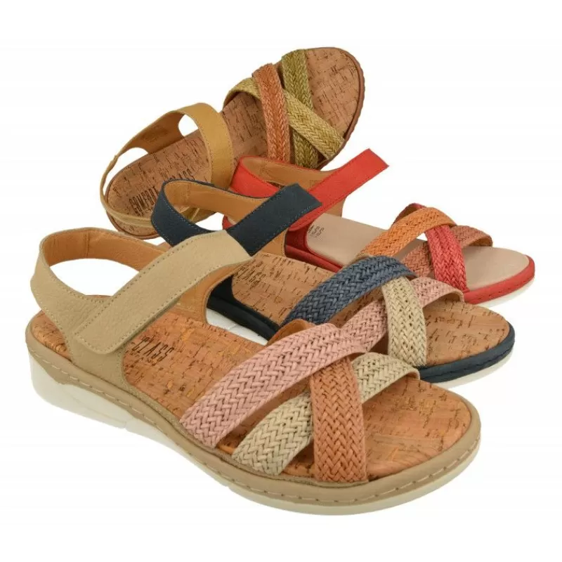 Comfort Class Sandalias-Sandalia De De Tiras Cruzadas Trenzadas Con Planta Anatomica Extraible Y Piso De Poliuretano