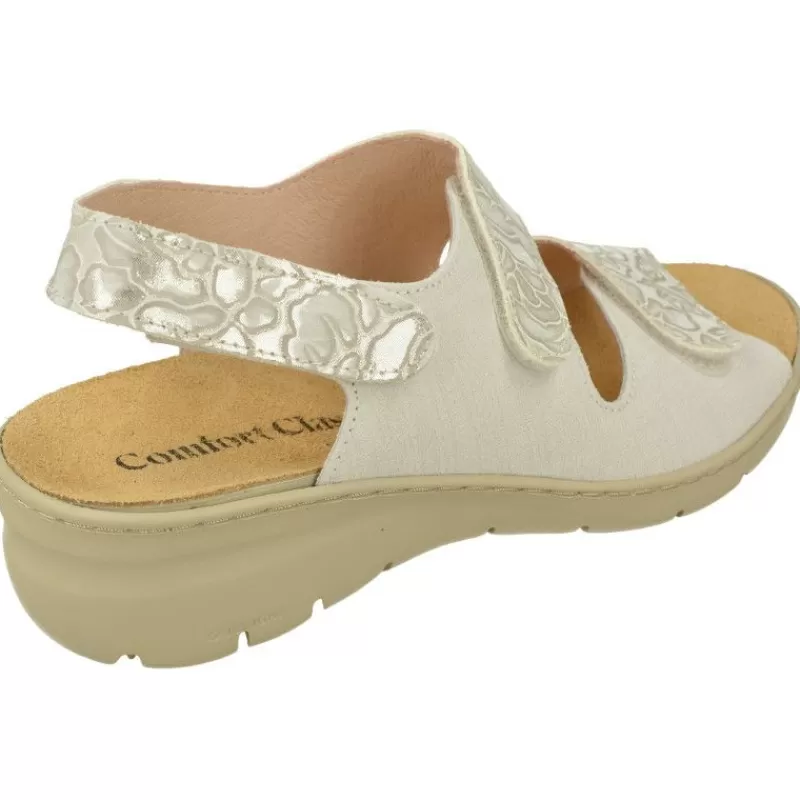 Comfort Class Sandalias-Sandalia De De Triple Velcro Ajsutable Combinada Piel Grabada Y Planta Anatomica Descanso Con Piso Aligerado