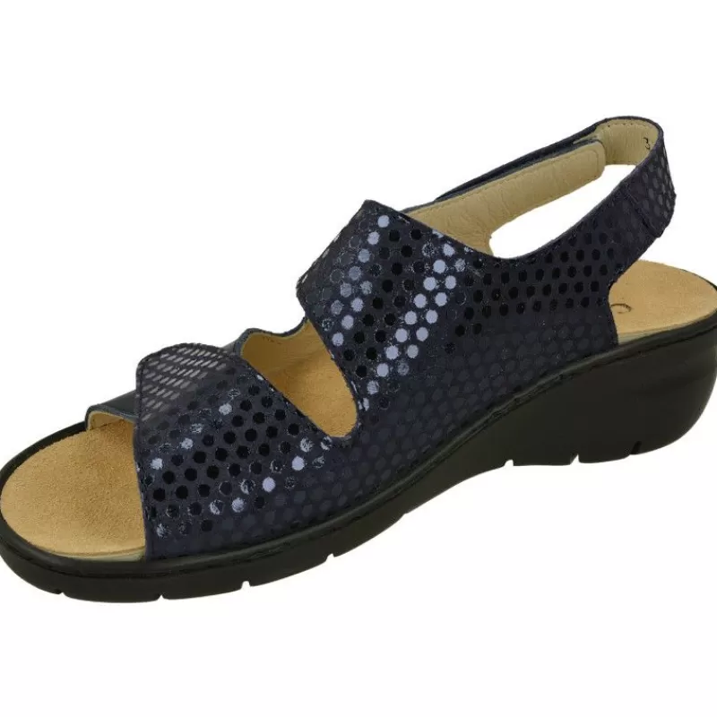 Comfort Class Sandalias-Sandalia De De Triple Velcro Ajsutable Combinada Piel Grabada Y Planta Anatomica Descanso Con Piso Aligerado