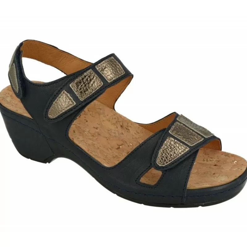 Comfort Class Sandalias-Sandalia De En Piel Combinada Grabado Con Planta De Descanso Extraible