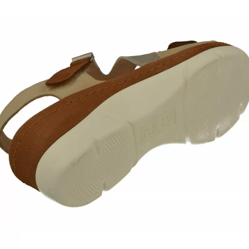Comfort Class Sandalias-Sandalia De En Piel Combinada Nobuck Con Tiras Cruzadas Con Ajuste Velcro Y Planda Anatomica Extraible
