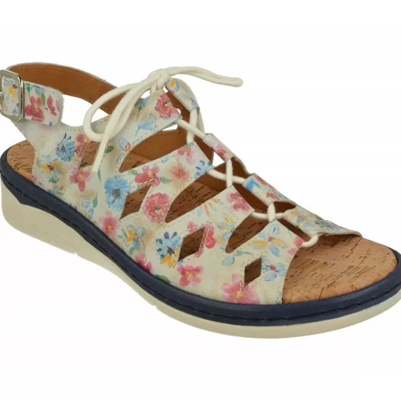 Comfort Class Sandalias-Sandalia De En Piel Estampado De Flores Con Horma De Ancho Especial Y Planta De Descanso Extraible