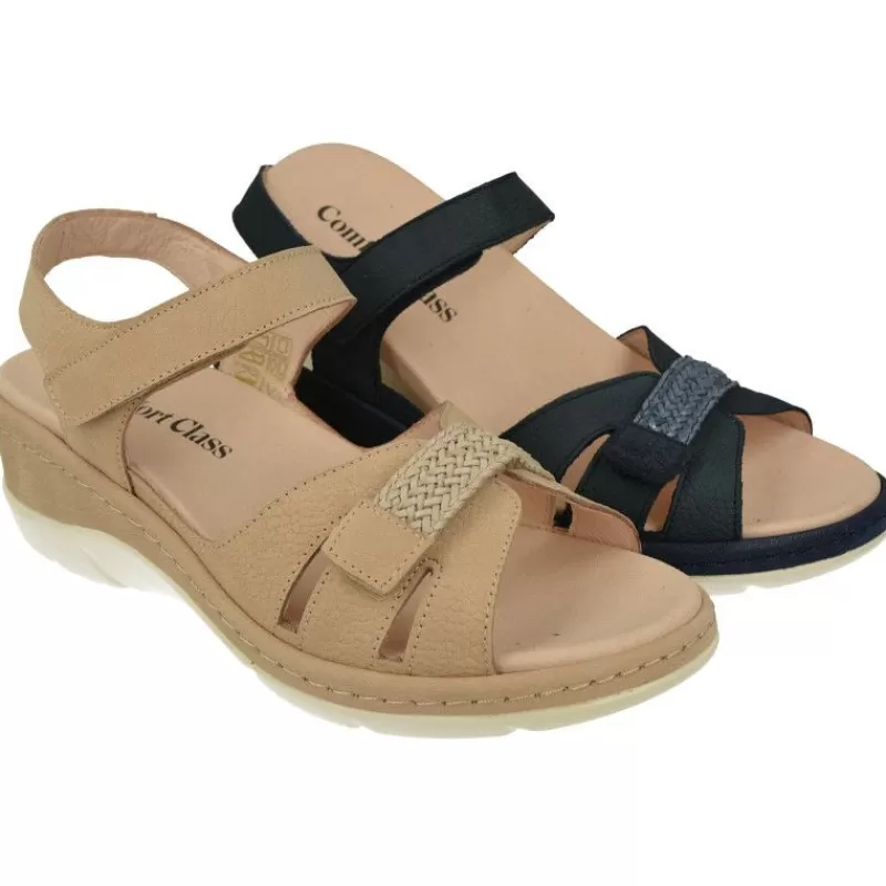 Comfort Class Sandalias-Sandalia De En Piel Nobuck Combinada Con Trenza Y Piso Al Tono, Planta Anatomica Extraible Y Piso De Poliuretano