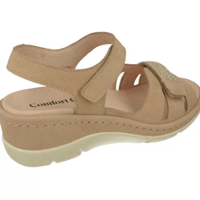 Comfort Class Sandalias-Sandalia De En Piel Nobuck Combinada Con Trenza Y Piso Al Tono, Planta Anatomica Extraible Y Piso De Poliuretano
