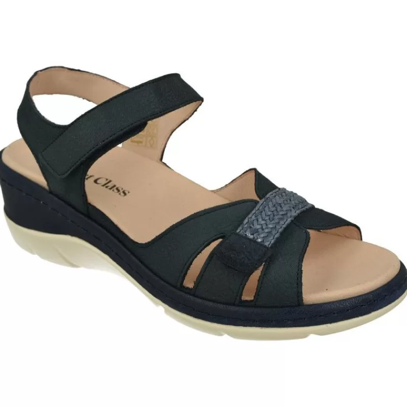 Comfort Class Sandalias-Sandalia De En Piel Nobuck Combinada Con Trenza Y Piso Al Tono, Planta Anatomica Extraible Y Piso De Poliuretano
