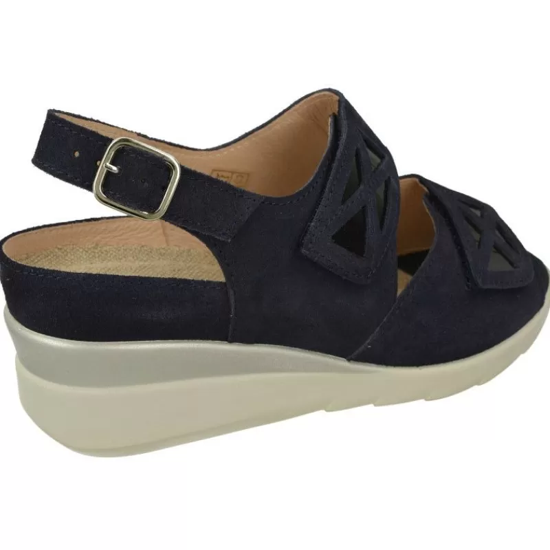 Comfort Class Sandalias-Sandalia De (Essential) Con Doble Tira De Velcro Ajustable En Piel Nobuck Y Planta Extraible, Piso De Cuna Ligera Marino