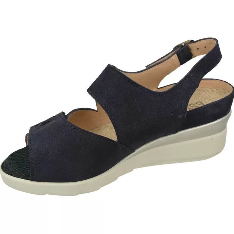 Comfort Class Sandalias-Sandalia De (Essential) Con Doble Tira De Velcro Ajustable En Piel Nobuck Y Planta Extraible, Piso De Cuna Ligera Marino