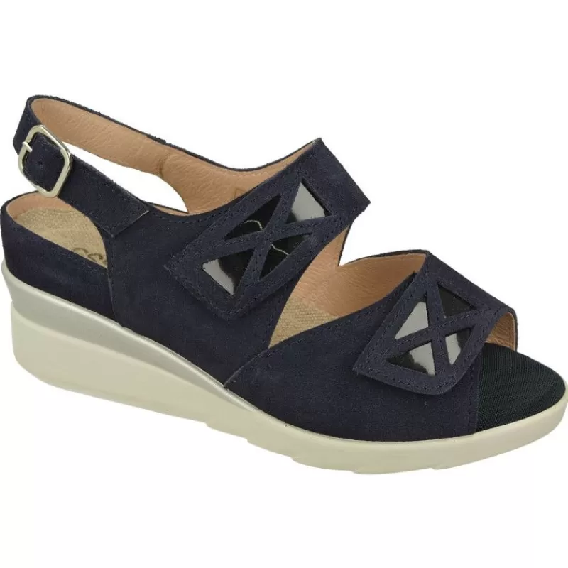 Comfort Class Sandalias-Sandalia De (Essential) Con Doble Tira De Velcro Ajustable En Piel Nobuck Y Planta Extraible, Piso De Cuna Ligera Marino