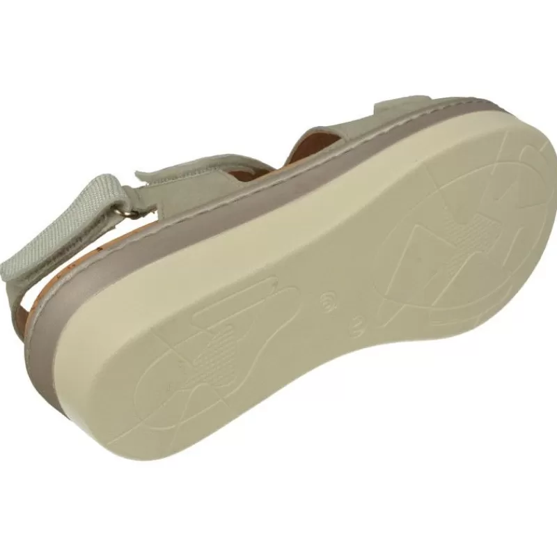 Comfort Class Sandalias-Sandalia De (Essential) De Tiras Cruzadas Con Velcros Ajustables Combinada En Piel Y Tejido, Planta Anatomica Hielo