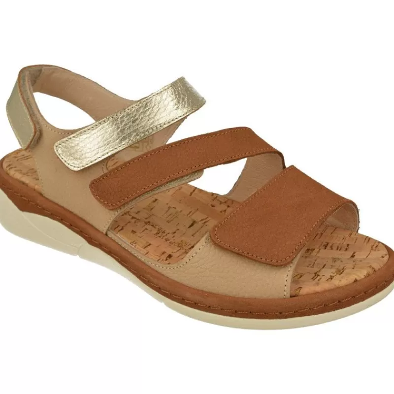 Comfort Class Sandalias-Sandalia De (Essential) En Piel Combinada Con Tiras De Velcro Ajustables, Planta Extraible Y Piso De Poliuretano