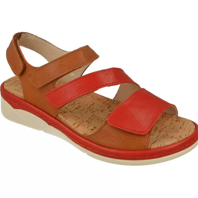 Comfort Class Sandalias-Sandalia De (Essential) En Piel Combinada Con Tiras De Velcro Ajustables, Planta Extraible Y Piso De Poliuretano