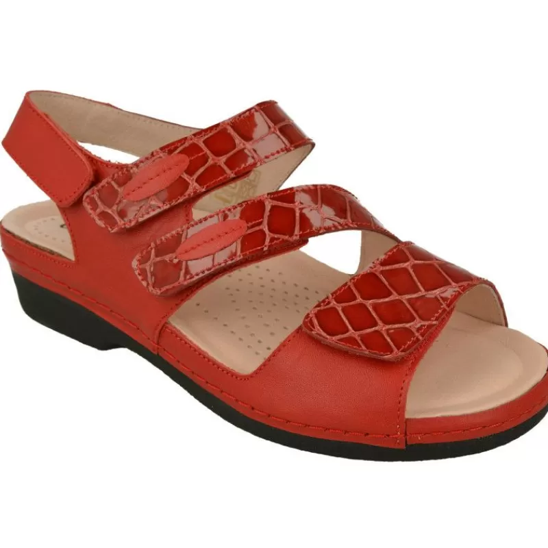 Comfort Class Sandalias-Sandalia De (Essential)Ajuste Por Velcro En Piel Coco Charol Grabado, Planta Anatomica Extraible.