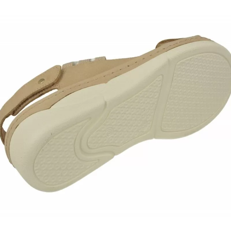 Comfort Class Sandalias-Sandalia De Comfortclass Con Doble Tiras Con Elasticos En Piel Nobuck, Piso De Poliuretano Y Planta Extraible De Descanso