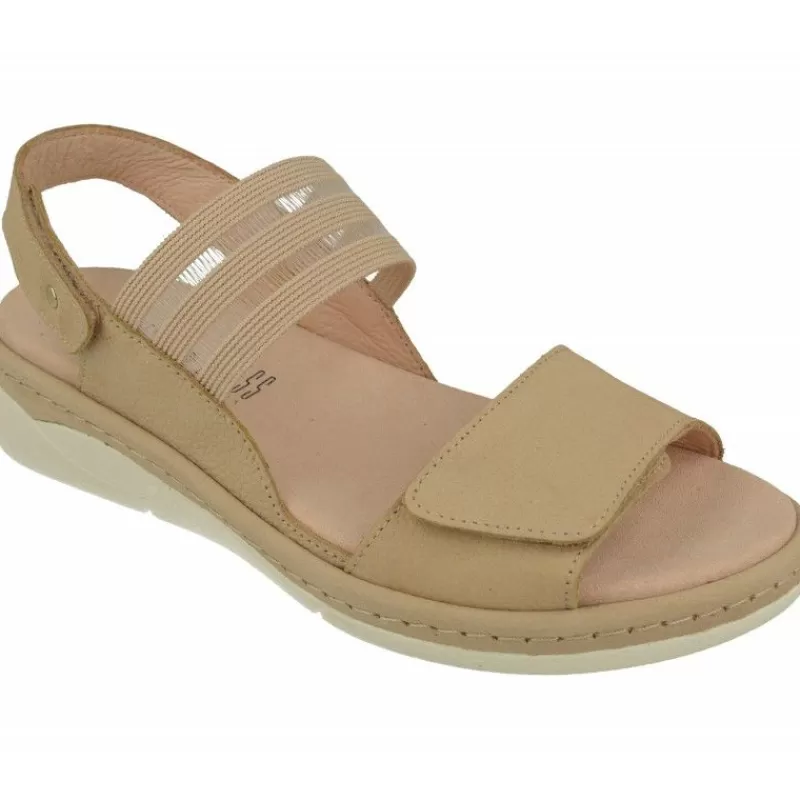 Comfort Class Sandalias-Sandalia De Comfortclass Con Doble Tiras Con Elasticos En Piel Nobuck, Piso De Poliuretano Y Planta Extraible De Descanso