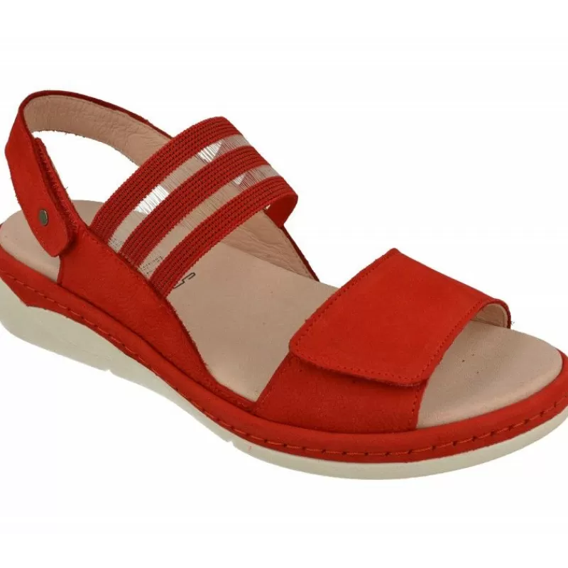 Comfort Class Sandalias-Sandalia De Comfortclass Con Doble Tiras Con Elasticos En Piel Nobuck, Piso De Poliuretano Y Planta Extraible De Descanso