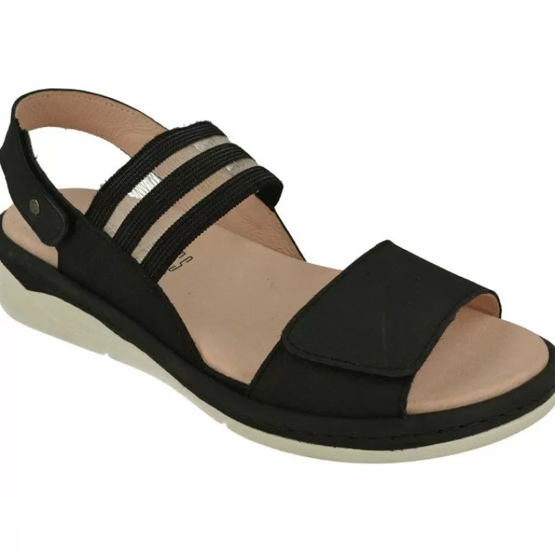 Comfort Class Sandalias-Sandalia De Comfortclass Con Doble Tiras Con Elasticos En Piel Nobuck, Piso De Poliuretano Y Planta Extraible De Descanso