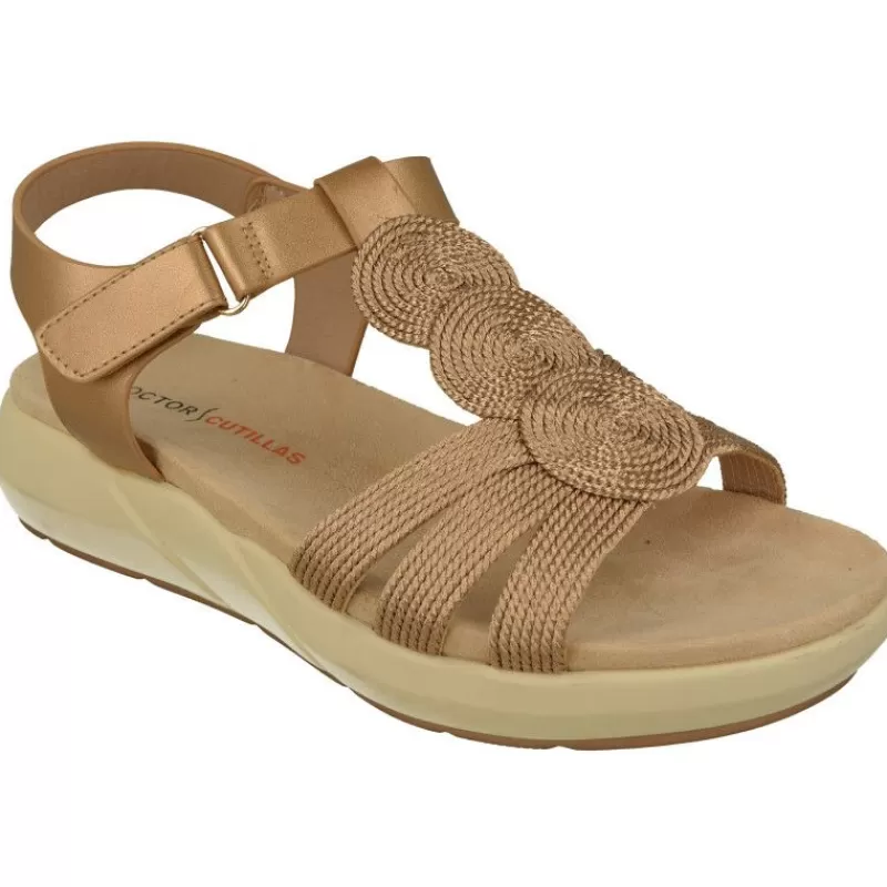 Doctor Cutillas Sandalias-Sandalia De Anatomica Con Piel Metal Y Pala De Trenza Con Piso Y Planta De Descanso