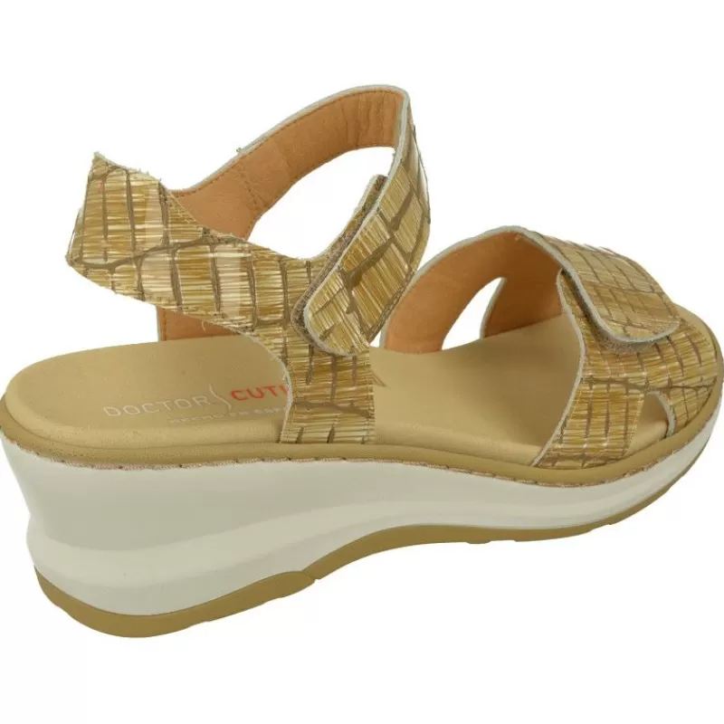 Doctor Cutillas Sandalias-Sandalia De En Piel Charol Grabada Con Doble Tira De Velcro Ajustable Y Con Plantilla Anatomica Movible.