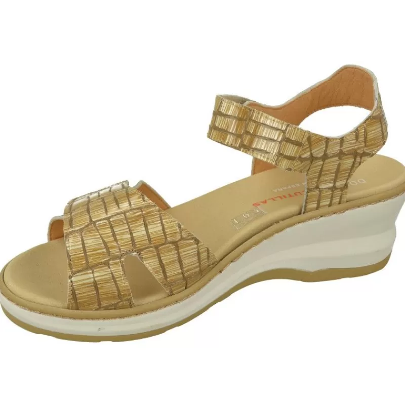 Doctor Cutillas Sandalias-Sandalia De En Piel Charol Grabada Con Doble Tira De Velcro Ajustable Y Con Plantilla Anatomica Movible.