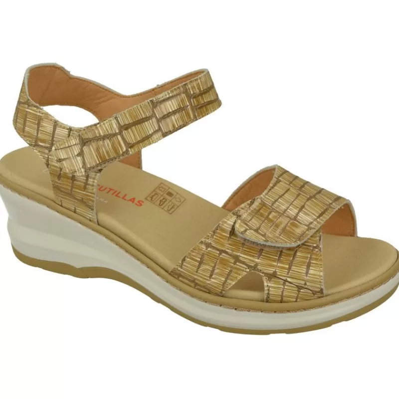 Doctor Cutillas Sandalias-Sandalia De En Piel Charol Grabada Con Doble Tira De Velcro Ajustable Y Con Plantilla Anatomica Movible.
