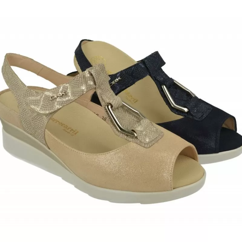 Drucker Calzapedic Sandalias-Sandalia De Drucker Con Tira Metal En Pala Combinada En Nacarado Y Grabado, Piso De Cuna De Poliuretano Y Planta Extraible