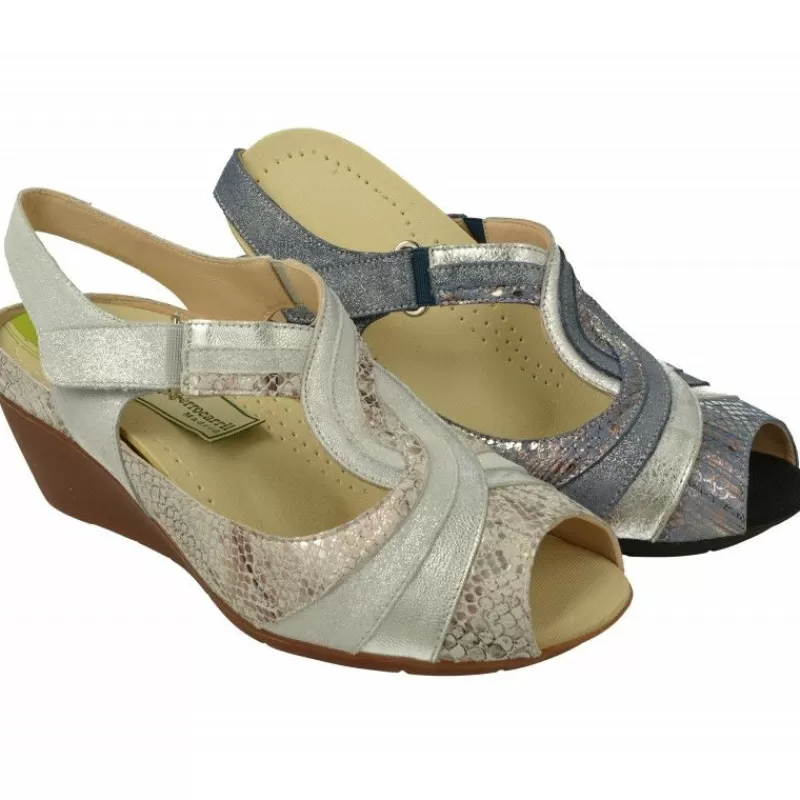 Drucker Calzapedic Sandalias-Sandalia De Drucker En Piel Y Tiras Abotinadas Con Ajuste Velcro Tobillo En Cuna De Caucho Y Planta De Descanso Extraible