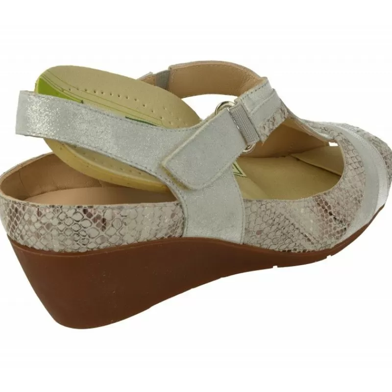 Drucker Calzapedic Sandalias-Sandalia De Drucker En Piel Y Tiras Abotinadas Con Ajuste Velcro Tobillo En Cuna De Caucho Y Planta De Descanso Extraible