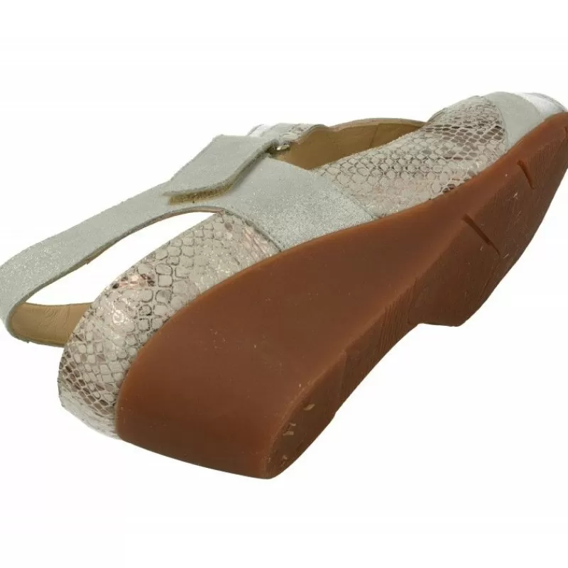 Drucker Calzapedic Sandalias-Sandalia De Drucker En Piel Y Tiras Abotinadas Con Ajuste Velcro Tobillo En Cuna De Caucho Y Planta De Descanso Extraible
