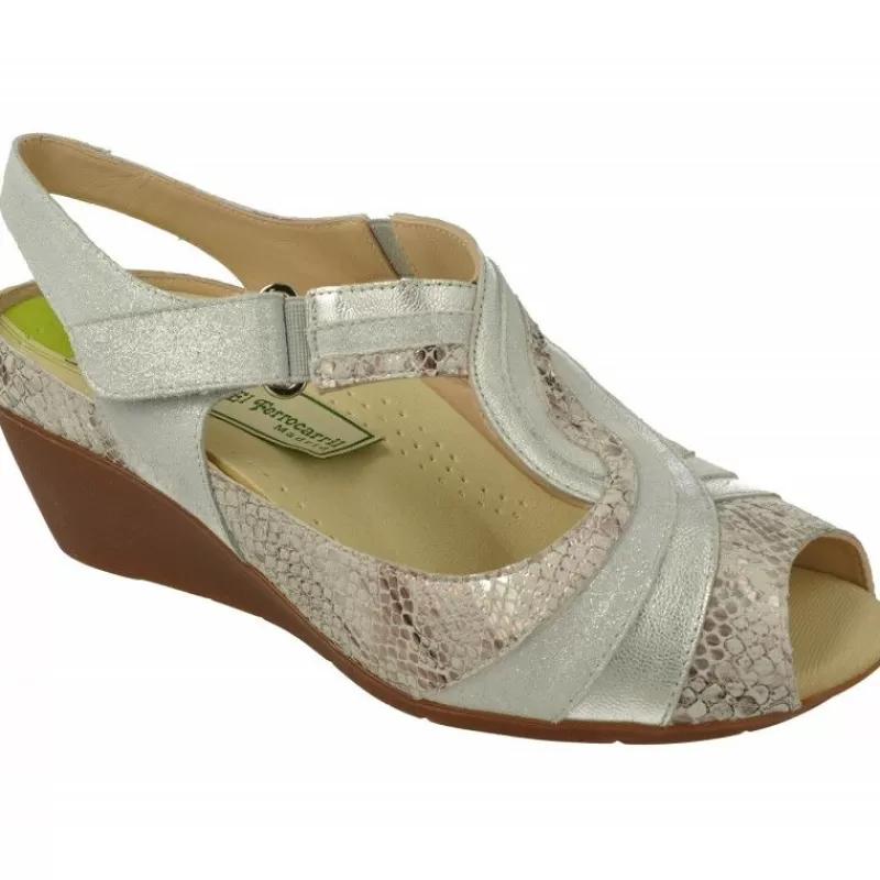 Drucker Calzapedic Sandalias-Sandalia De Drucker En Piel Y Tiras Abotinadas Con Ajuste Velcro Tobillo En Cuna De Caucho Y Planta De Descanso Extraible