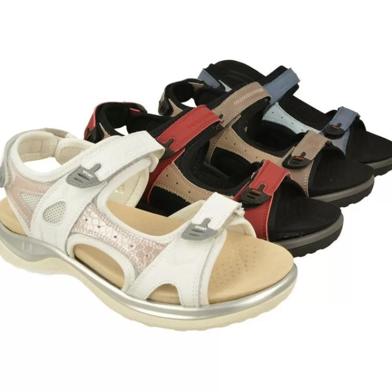 G Comfort Sandalias-Sandalia De Deportiva Con Triple Ajuste De Velcro Y Planta De Descanso Extraible En Piel Nobuck