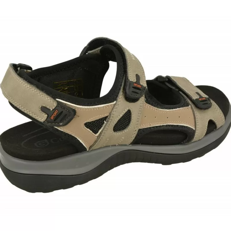 G Comfort Sandalias-Sandalia De Deportiva Con Triple Ajuste De Velcro Y Planta De Descanso Extraible En Piel Nobuck