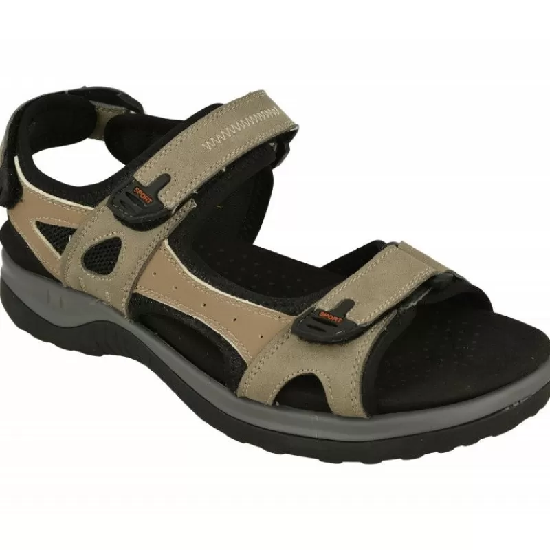 G Comfort Sandalias-Sandalia De Deportiva Con Triple Ajuste De Velcro Y Planta De Descanso Extraible En Piel Nobuck