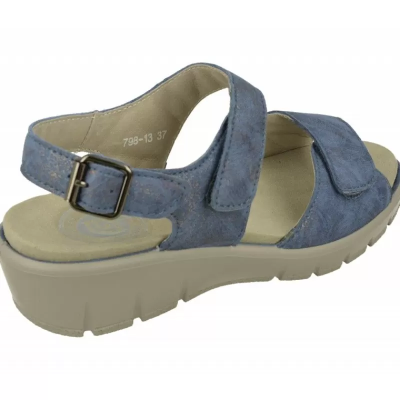G Comfort Sandalias-Sandalia De En Piel Metalizada, Planta Anatomica Movible Y Doble Ajuste De Tiras De Velcro Con Piso Poliuretano