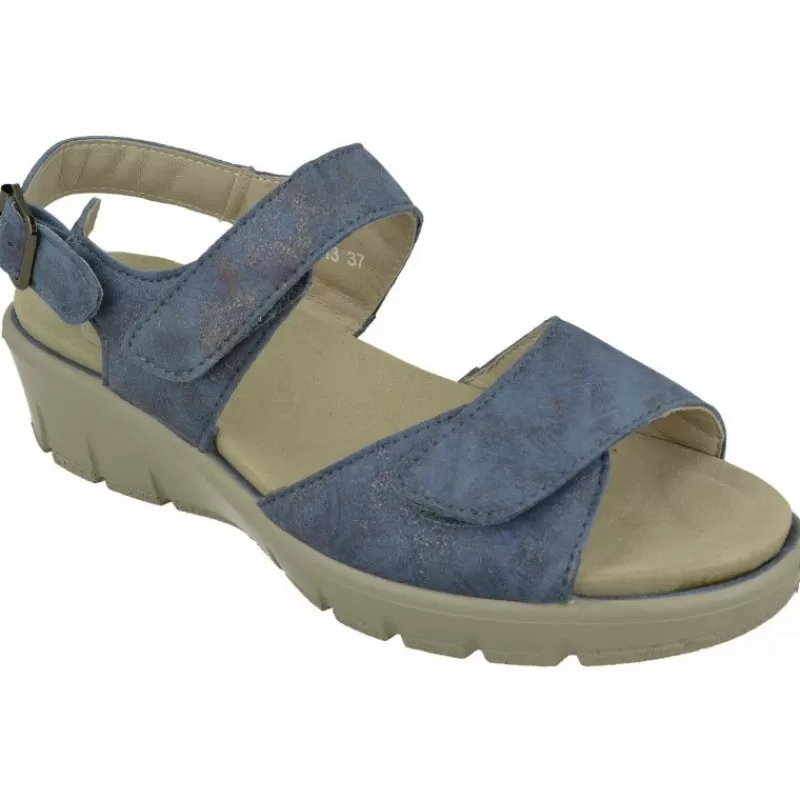 G Comfort Sandalias-Sandalia De En Piel Metalizada, Planta Anatomica Movible Y Doble Ajuste De Tiras De Velcro Con Piso Poliuretano