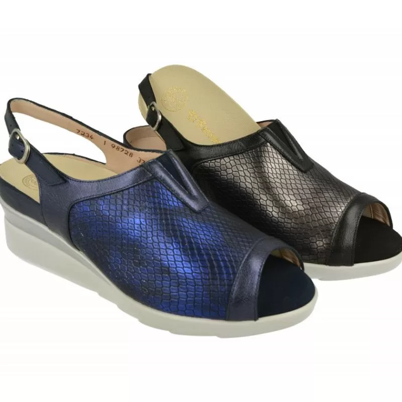 Drucker Calzapedic Sandalias-Sandalia De Piel Y Pala Elastica De , Plantilla Movible, Ancho 13