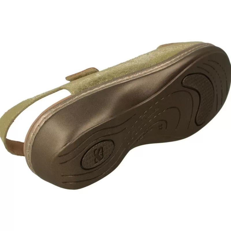 PieSanto Sandalias-Sandalia De Con Doble Tira De Velcro Ajustable En Piel Metalizada, Planta Anatomica Extraible Y Piso De Poliuretano