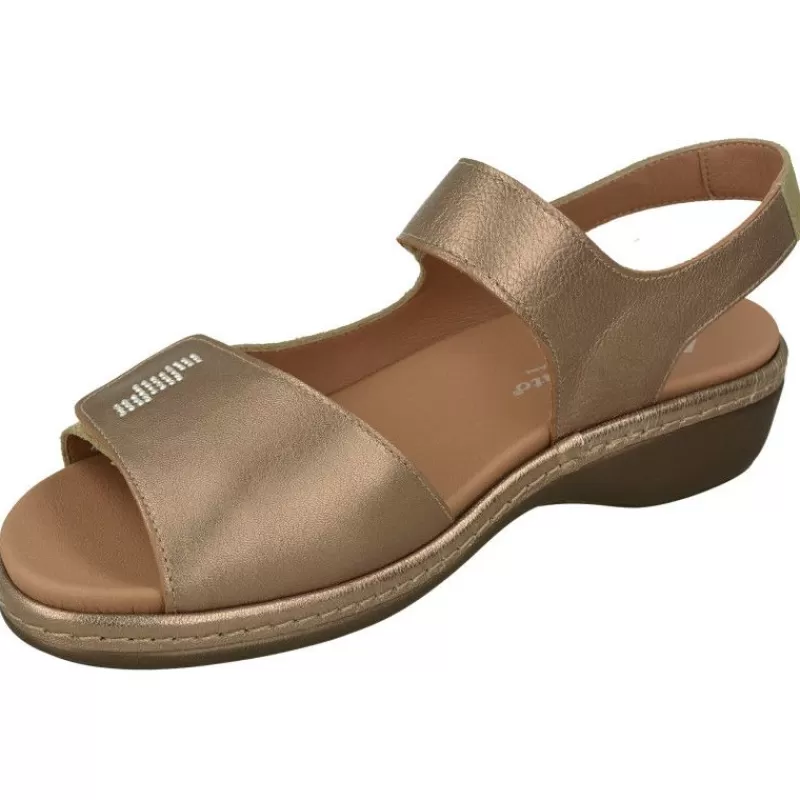 PieSanto Sandalias-Sandalia De Con Doble Tira De Velcro Ajustable En Piel Metalizada, Planta Anatomica Extraible Y Piso De Poliuretano