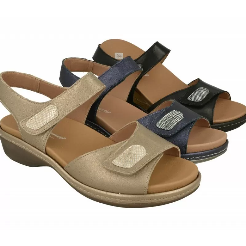 PieSanto Sandalias-Sandalia De Con Doble Tira De Velcro Y Piso De Poliuretano, Planta De Descanso Extraible Y Horma De Calce Muy Ancho