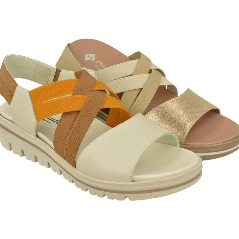 PieSanto Sandalias-Sandalia De Con Tiras Elaticas Combinadas Y Pala Lisa Con Cuna De Caucho Amortiguada Y Planta Natomica Movible