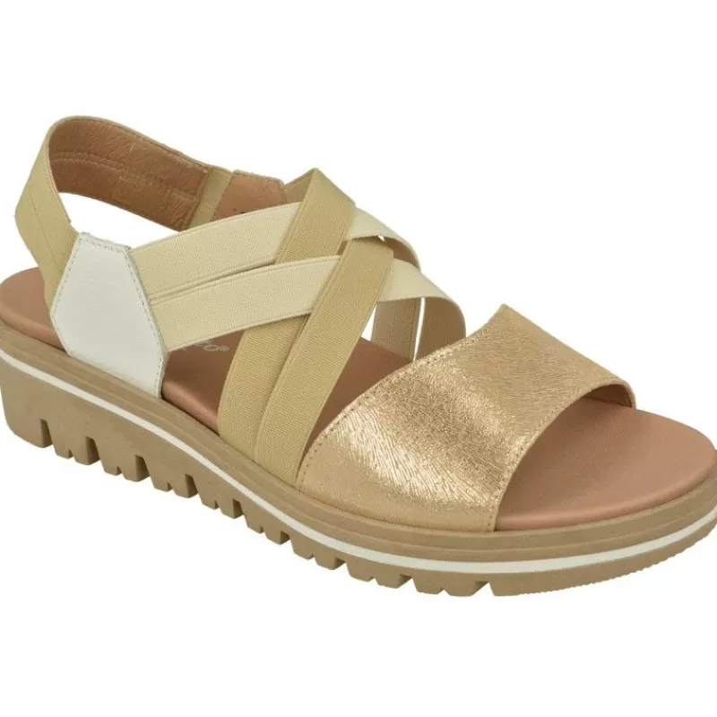 PieSanto Sandalias-Sandalia De Con Tiras Elaticas Combinadas Y Pala Lisa Con Cuna De Caucho Amortiguada Y Planta Natomica Movible