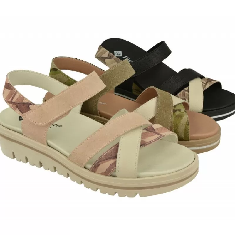 PieSanto Sandalias-Sandalia De De Tiras Cruzadas Con Planta Anatomica Extraible Y Cuna De Caucho De Gran Absorcion De Impacto