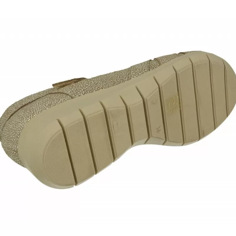 RIKO Sandalias-Sandalia De Rico En Piel Grabada Con Pala De Tiras Y Velcro Ajustable, Planta De Descanso Especial Para Plantillas